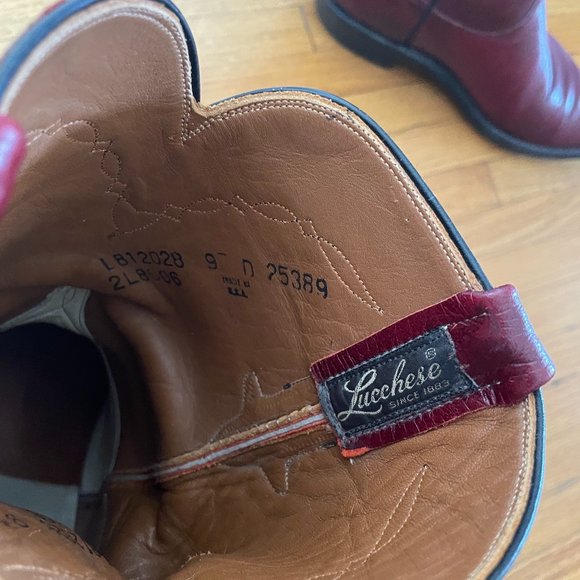 LUCCHESE CHERRY RED ROPER COWBOY WESTERN BOOT - Picture 7 of 8